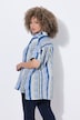 Blouse van mousseline, strepen, oversized, overhemdkraag, korte mouwen