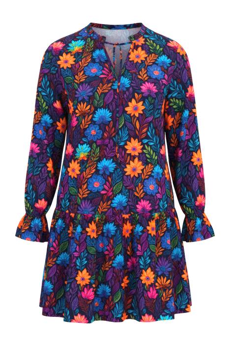 Dlouhá halenka, A střih, květinový vzor, volány