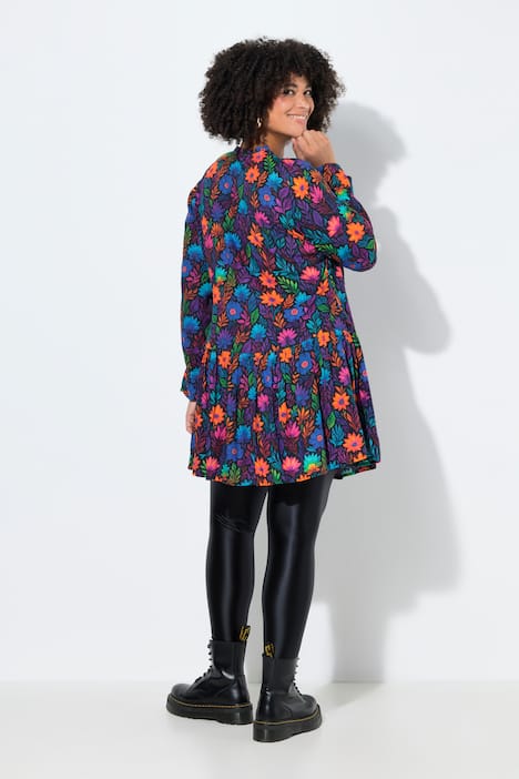 Lange blouse, A-lijn, bloemmotief, volants