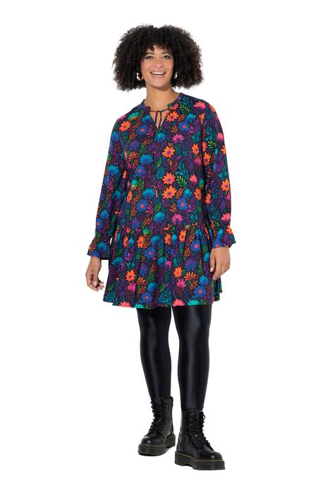 Dlouhá halenka, A střih, květinový vzor, volány