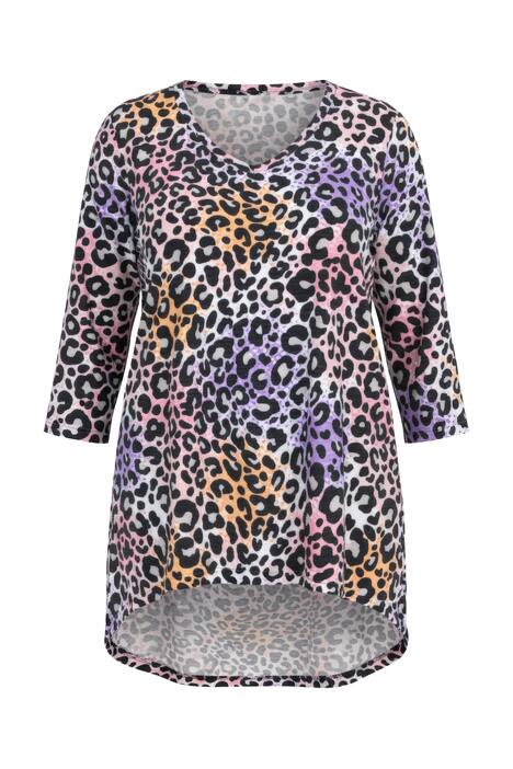 Tričko, leopardí vzor, 3/4 rukávy, lem vzadu delší
