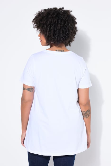 T-Shirt, Teddy-Motiv, Saum hinten länger