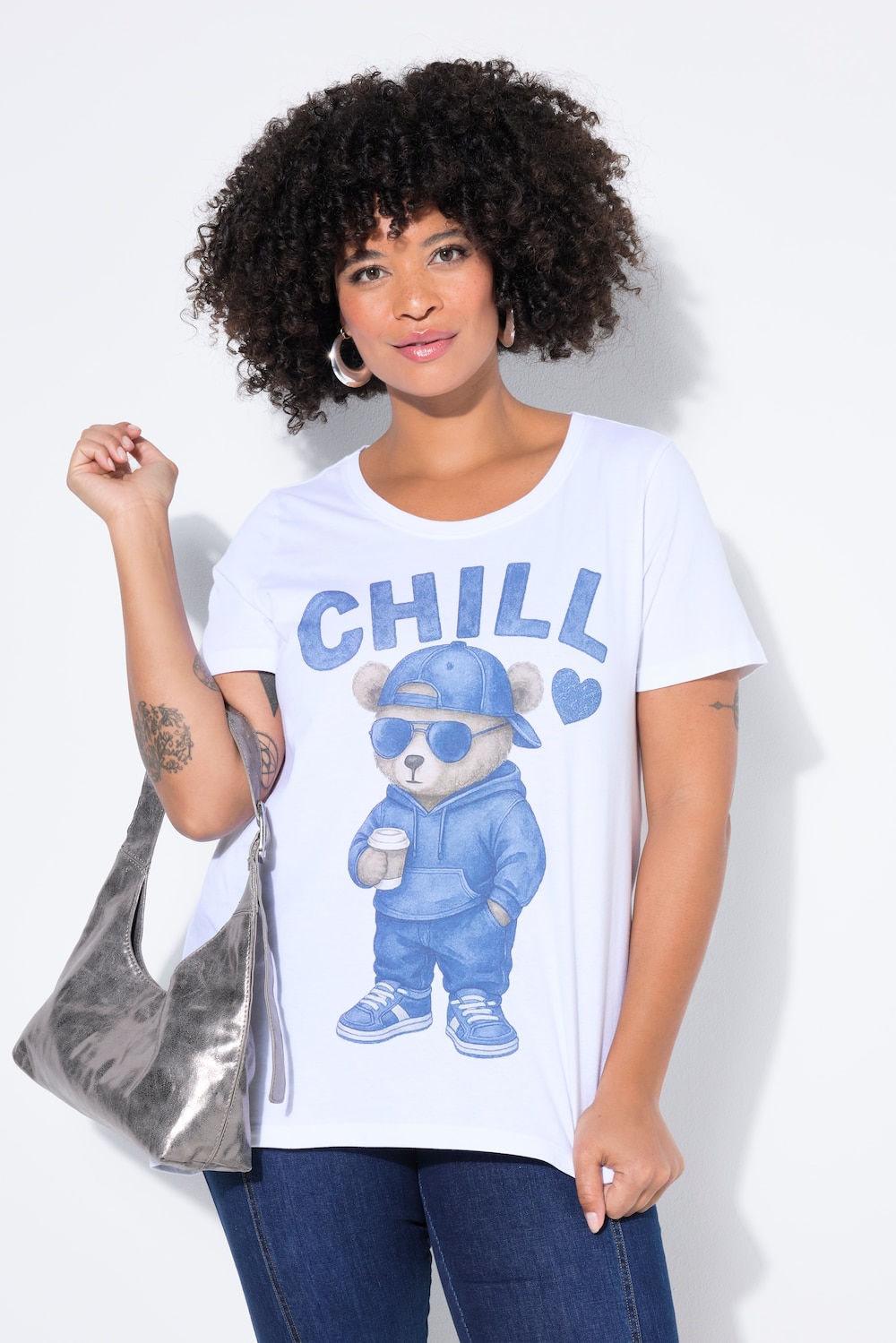 T-shirt, Teddy-motief, langer achterpand