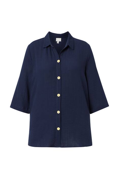 Mušelínová halenka, stojáček, 3/4 rukávy, bio-bavlna