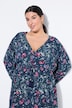 Maxikleid, Alloverprint, V-Ausschnitt, Saumvolant