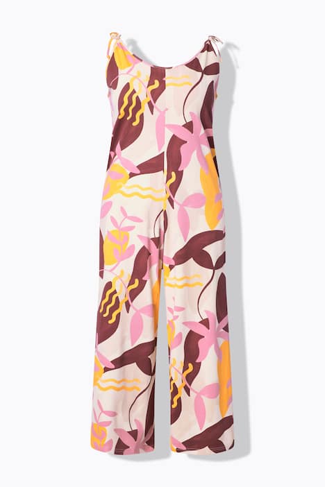 Combinaison en jersey, bretelles à nouer et jambe droite