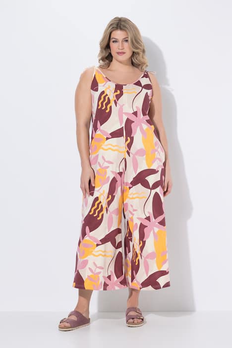 Combinaison en jersey, bretelles à nouer et jambe droite