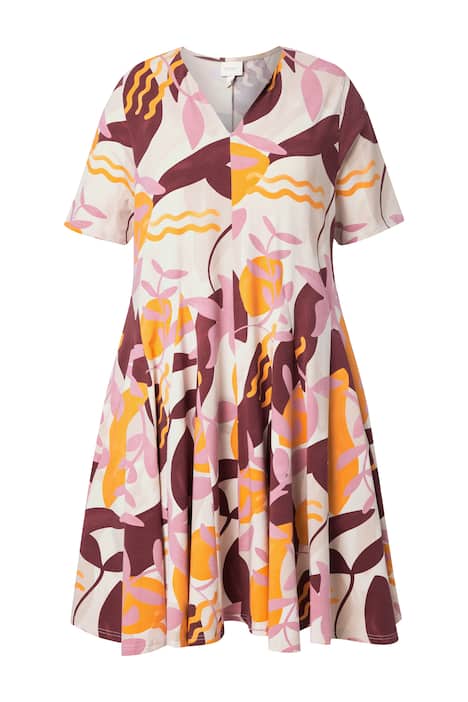 Žerzejové šaty, godetové záhyby, tunikový výstřih, bio-bavlna