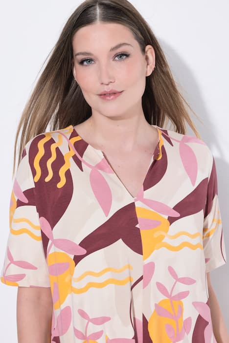 Jersey jurk, godetplooien, tuniekhals, biologisch katoen