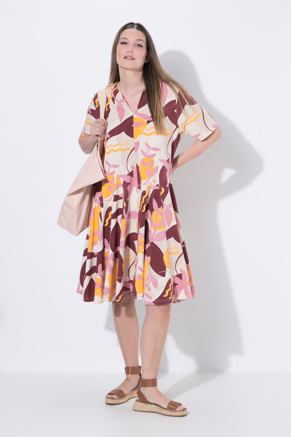 Jersey jurk, godetplooien, tuniekhals, biologisch katoen