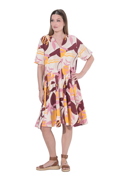 Žerzejové šaty, godetové záhyby, tunikový výstřih, bio-bavlna