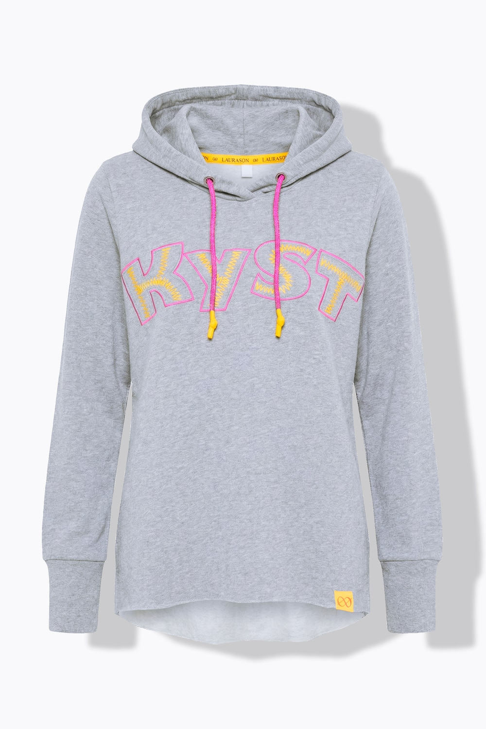 Stora storlekar Hoodie mjukiströja med print, Dam, grå, storlek: 40/42, Bomull/Polyester, LAURASON