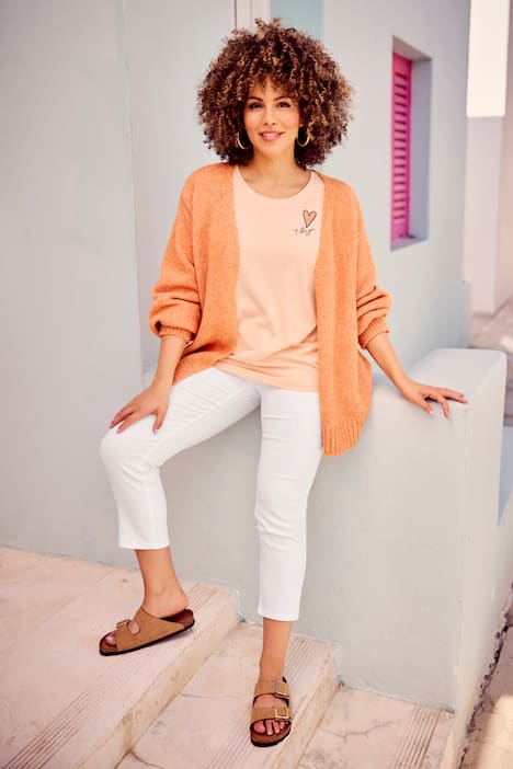 Chaqueta de punto, forma abierta, mangas largas, reciclada