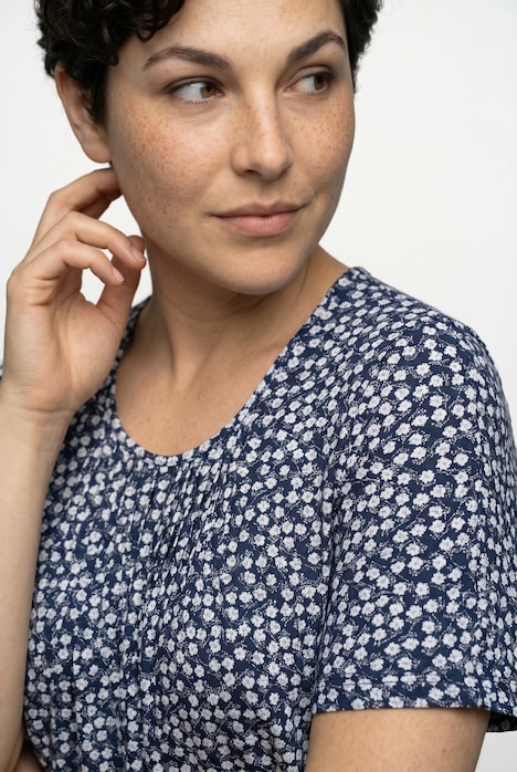 T-Shirt, A-Linie, Zierfalten, Rundhals, Halbarm