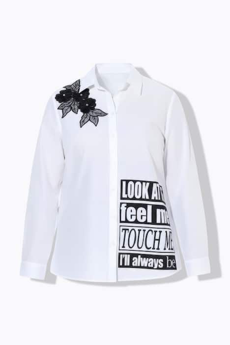 Bluse, oversized, Blumen-Badge