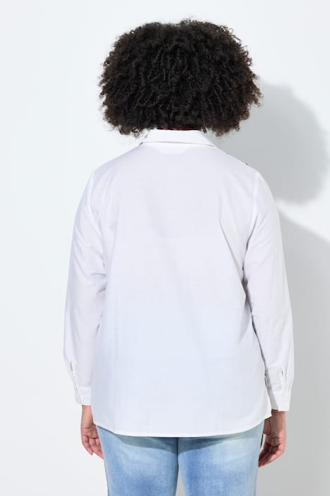 Bluse, oversized, Blumen-Badge