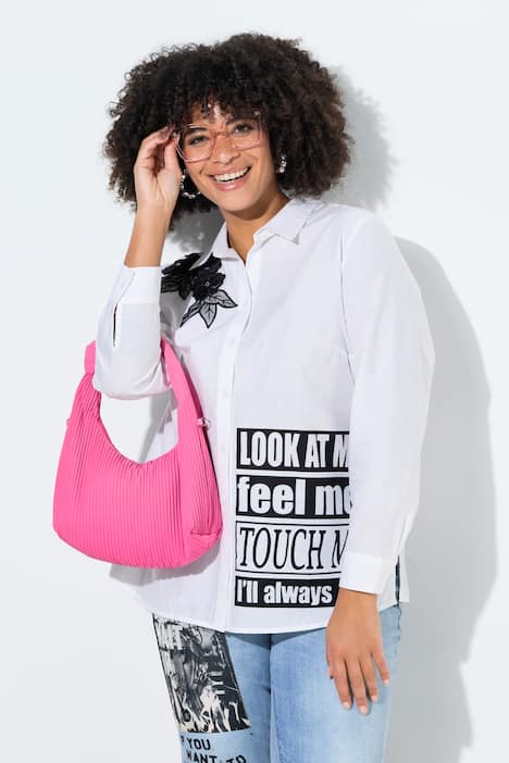 Blusa dal taglio oversize con applicazione floreale