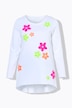 Bluzka z długim rękawem, trapezowy krój, neonowe kwiaty frotte