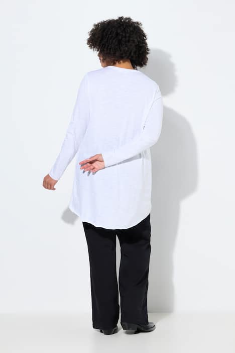 Bluzka z długim rękawem, trapezowy krój, neonowe kwiaty frotte