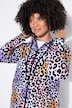 Sweatjacke, Straight Shape, farbiges Leo-Muster, Kapuze