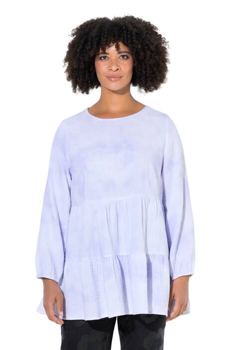 Košilová halenka, mušelín, batikovaný vzor, dlouhé rukávy