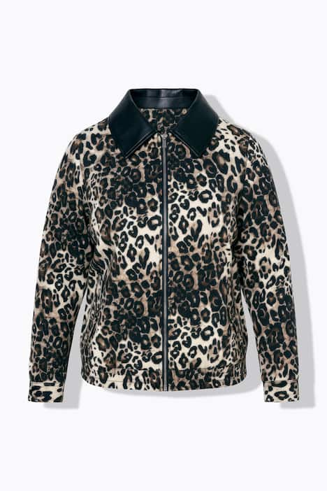 Jacke, Leo-Muster, Lederoptik-Kragen