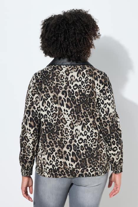 Jacke, Leo-Muster, Lederoptik-Kragen