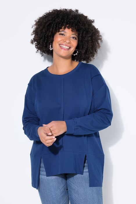 Sweat-shirt avec découpe à la base et coutures fantaisie, coupe Loose Fit