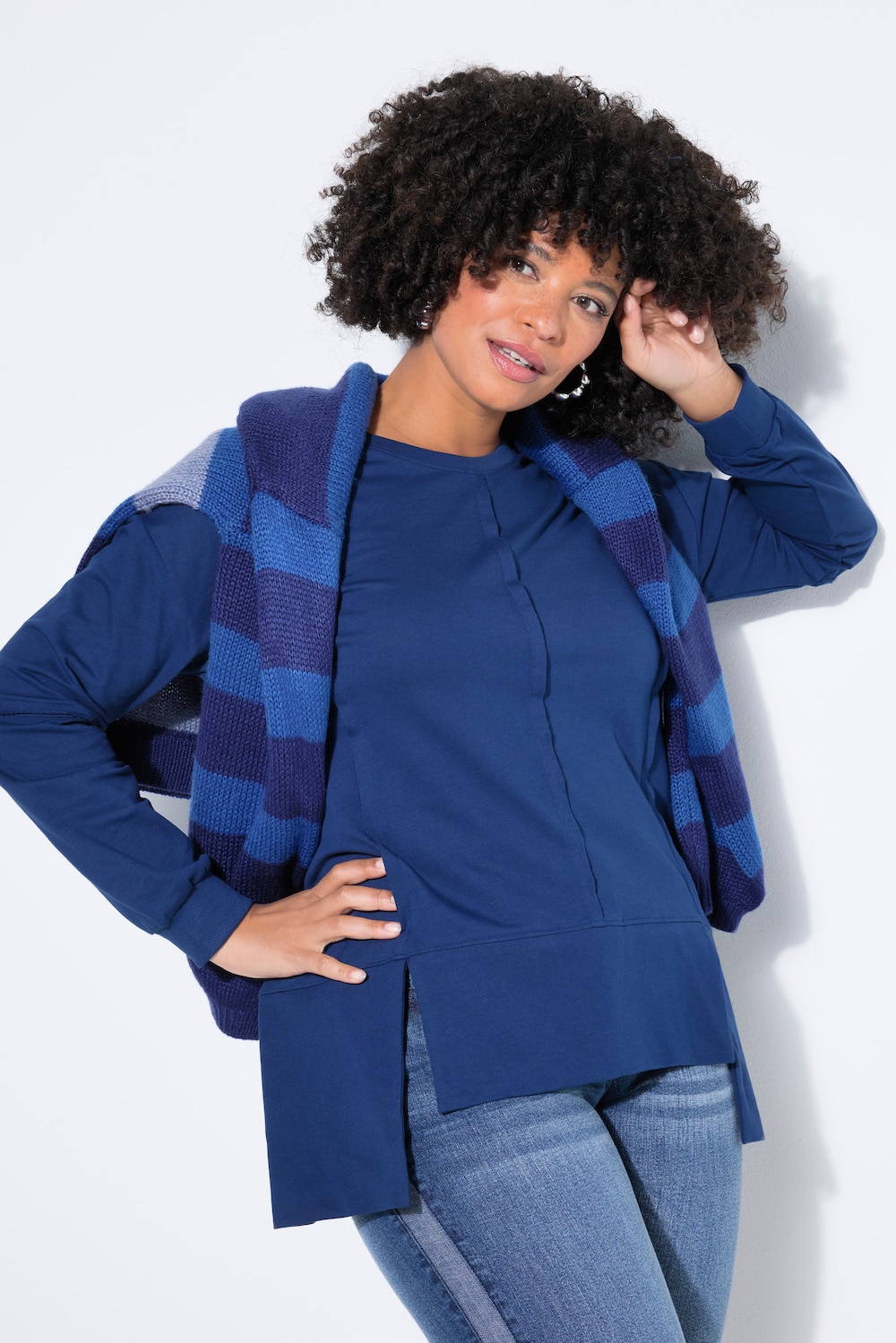 Sweatshirt, Loose Fit, Ziernähte, Saum-CutOut