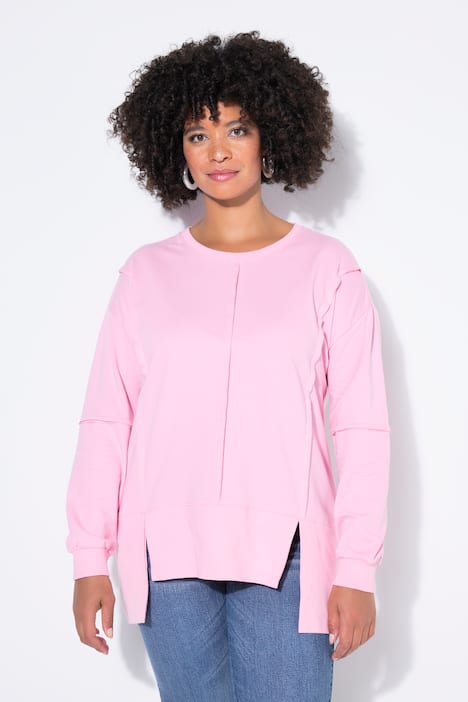 Sweat-shirt avec découpe à la base et coutures fantaisie, coupe Loose Fit