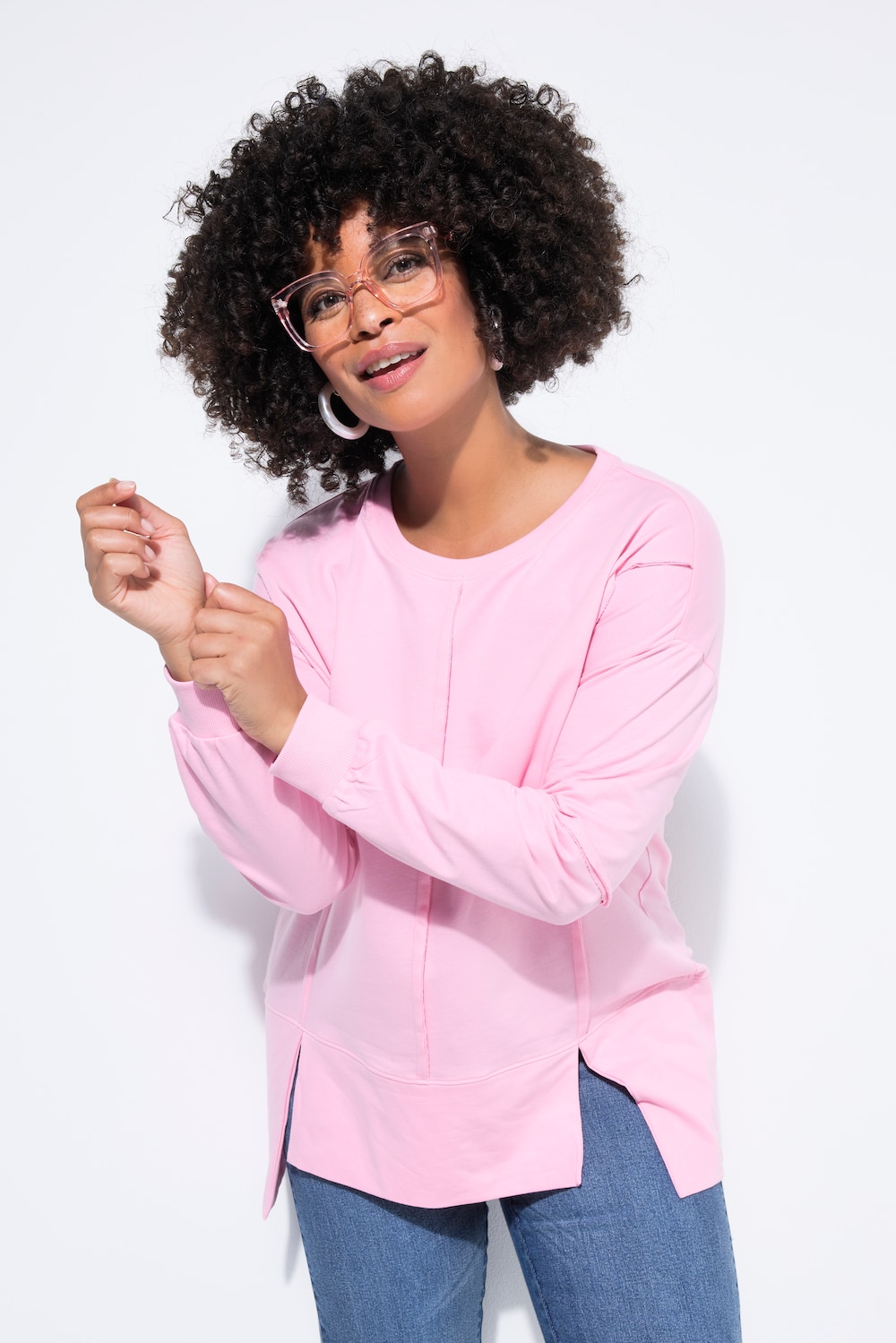 Sweatshirt, Loose Fit, Ziernähte, Saum-CutOut