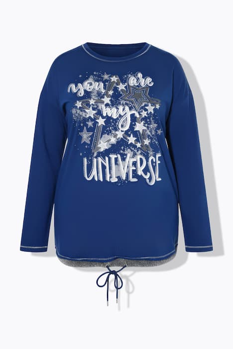 Sweat-shirt coupe Loose Fit, imprimé univers et cordon sous tunnel à la base
