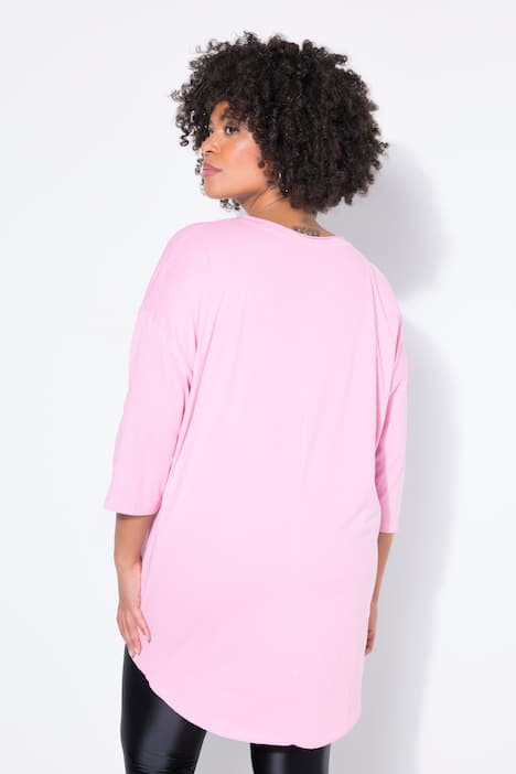 Długa koszulka, oversize, motyw „No.1” z ozdobnych kamyczków