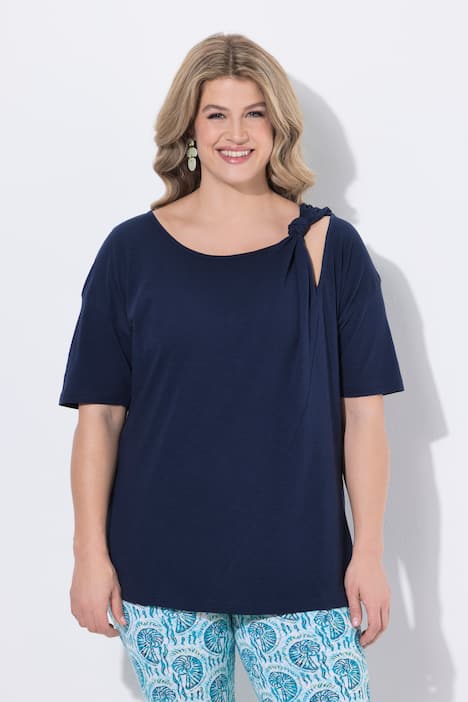 T-Shirt, Zierknoten, Rundhals, Halbarm, Biobaumwolle