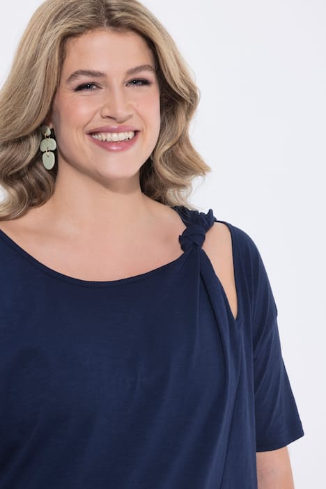 T-Shirt, Zierknoten, Rundhals, Halbarm, Biobaumwolle