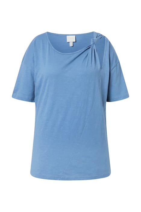 Tričko, ozdobný uzel, kulatý výstřih, polo rukávy, bio-bavlna