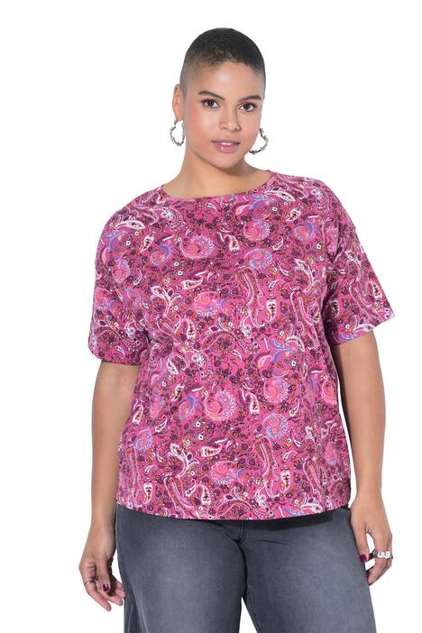 Tričko, oversize, kašmírový potisk