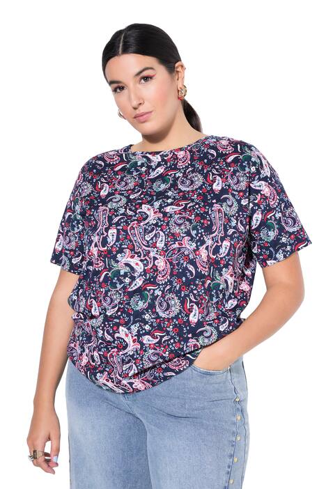 Tričko, oversize, kašmírový potisk