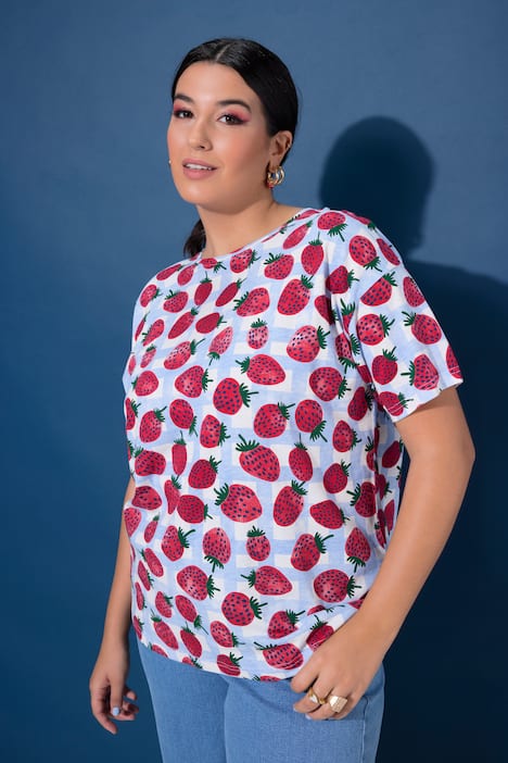 T-Shirt, oversized, Strawberry-Print