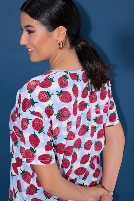 T-Shirt, oversized, Strawberry-Print