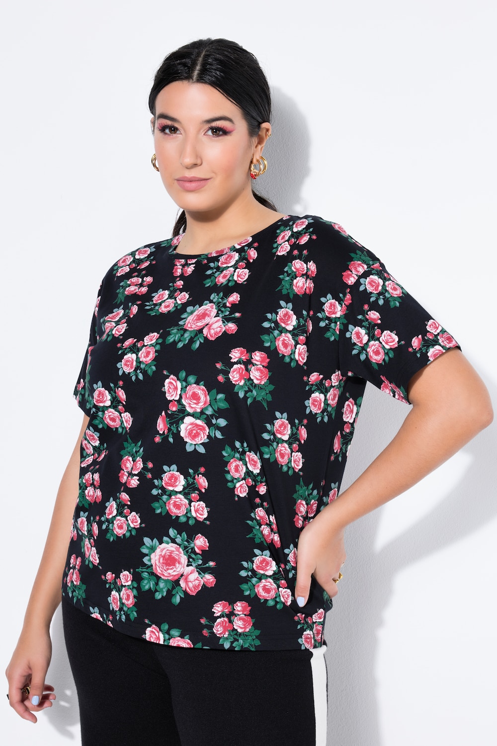 Große Größen T-Shirt, Damen, schwarz, Größe: 54/56, Baumwolle, Studio Untold