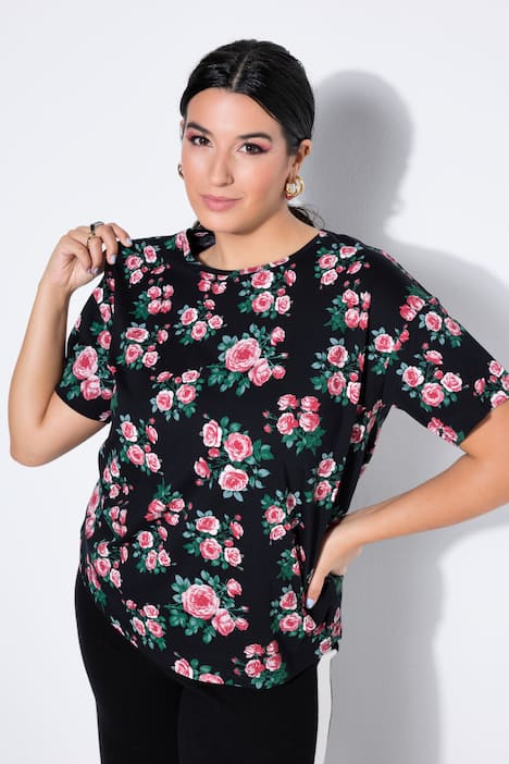 T-shirt, oversized, rozenprint