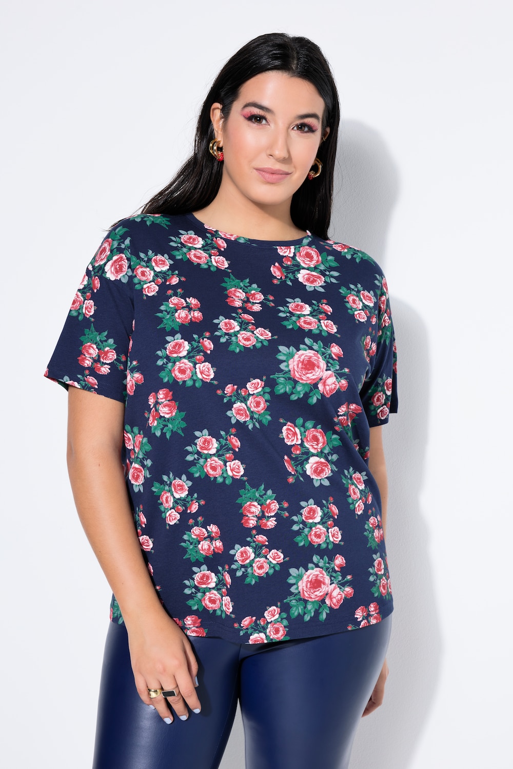 T-Shirt, oversized, Roses-Print