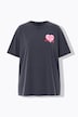 T-Shirt, Heart-Print vorne und groß hinten, Acid Wash