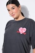 T-Shirt, Heart-Print vorne und groß hinten, Acid Wash