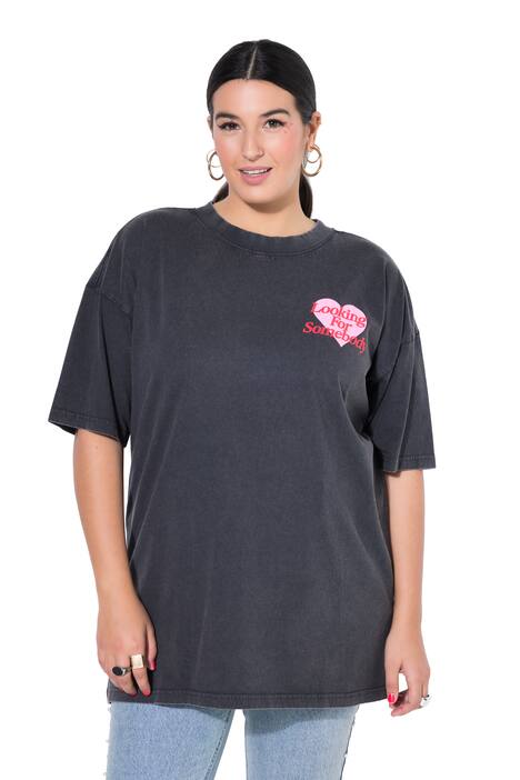 Tričko, potisk srdce vpředu a velký vzadu, barvený materiál