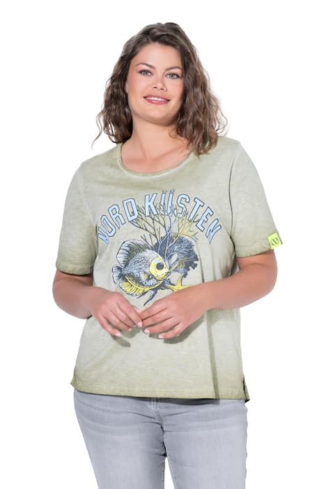 Tričko, barvené za studena, 1/2 rukáv, potisk