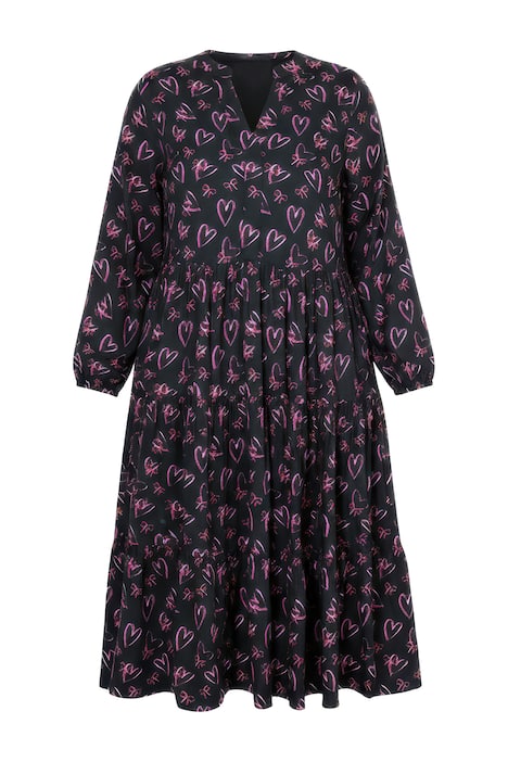 Maxi šaty, srdcové mašle, výstřih do V, volány