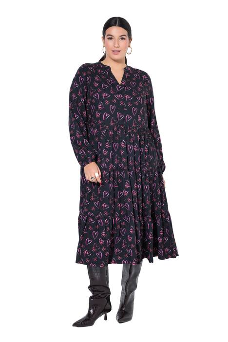 Maxi šaty, srdcové mašle, výstřih do V, volány