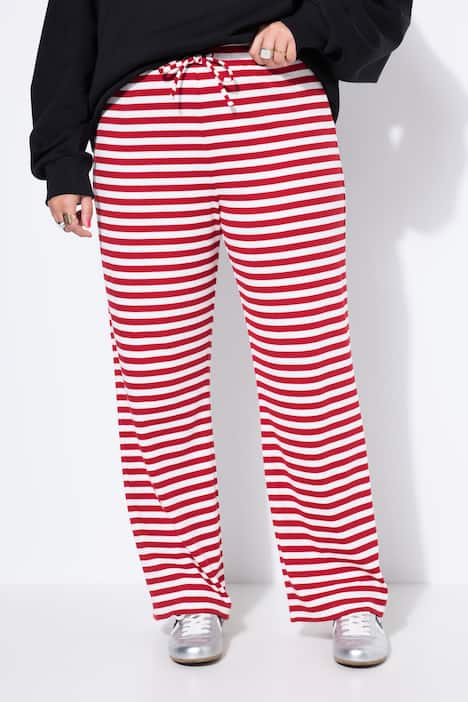 Stribede bukser, vide ben, normal talje, ribjersey